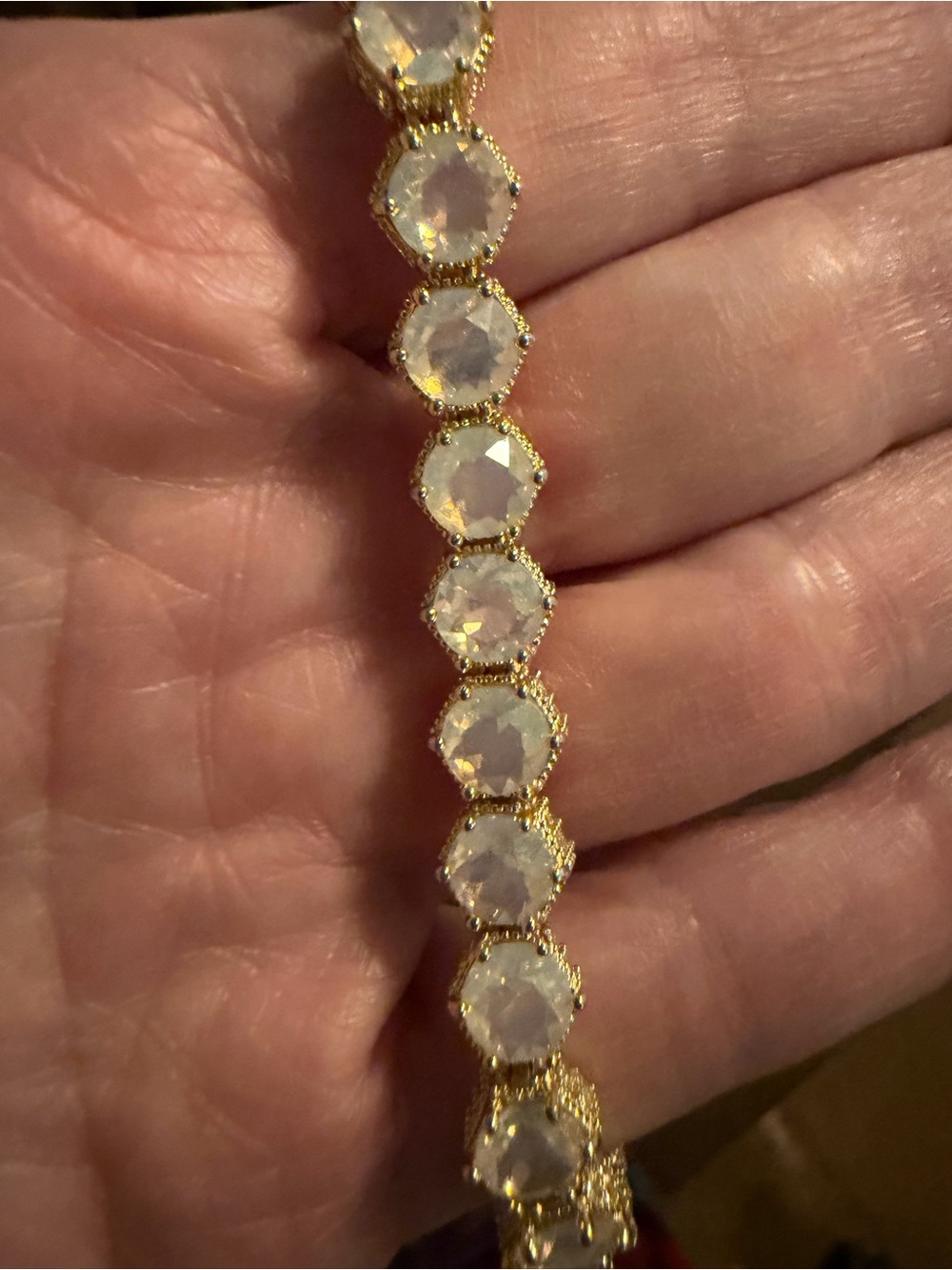 Park lane Opal honeycomb Gold-Plated White Crystal Tennis Bracelet